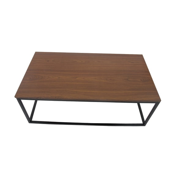 Uspridefurniture Industrial Wood and Metal Rectangle Coffee Table, Walnut