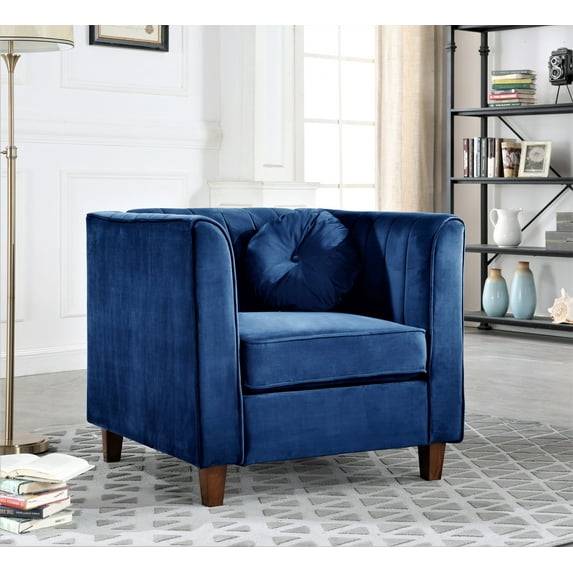 Uspridefurniture Jayda 31.9'' Velvet Rolled Armchair -Blue