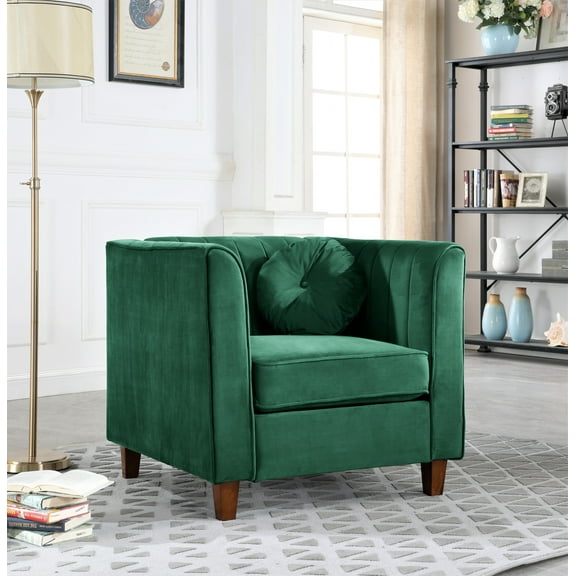 Uspridefurniture Jayda 31.9'' Velvet Rolled Armchair -Green