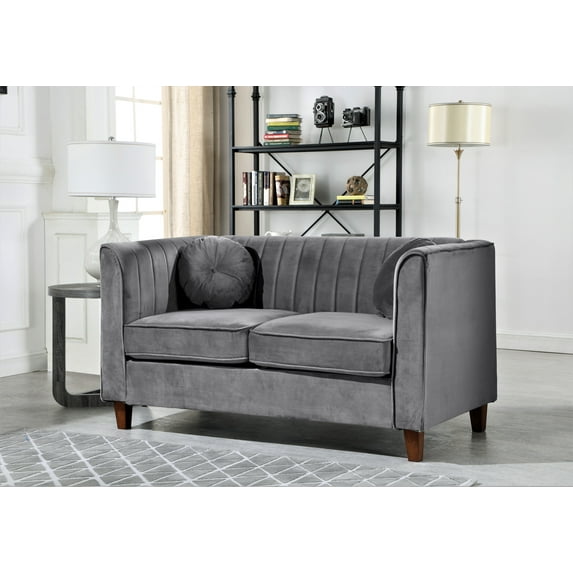 Uspridefurniture Jayda 55'' Velvet Rolled Arm Loveseat,Gray