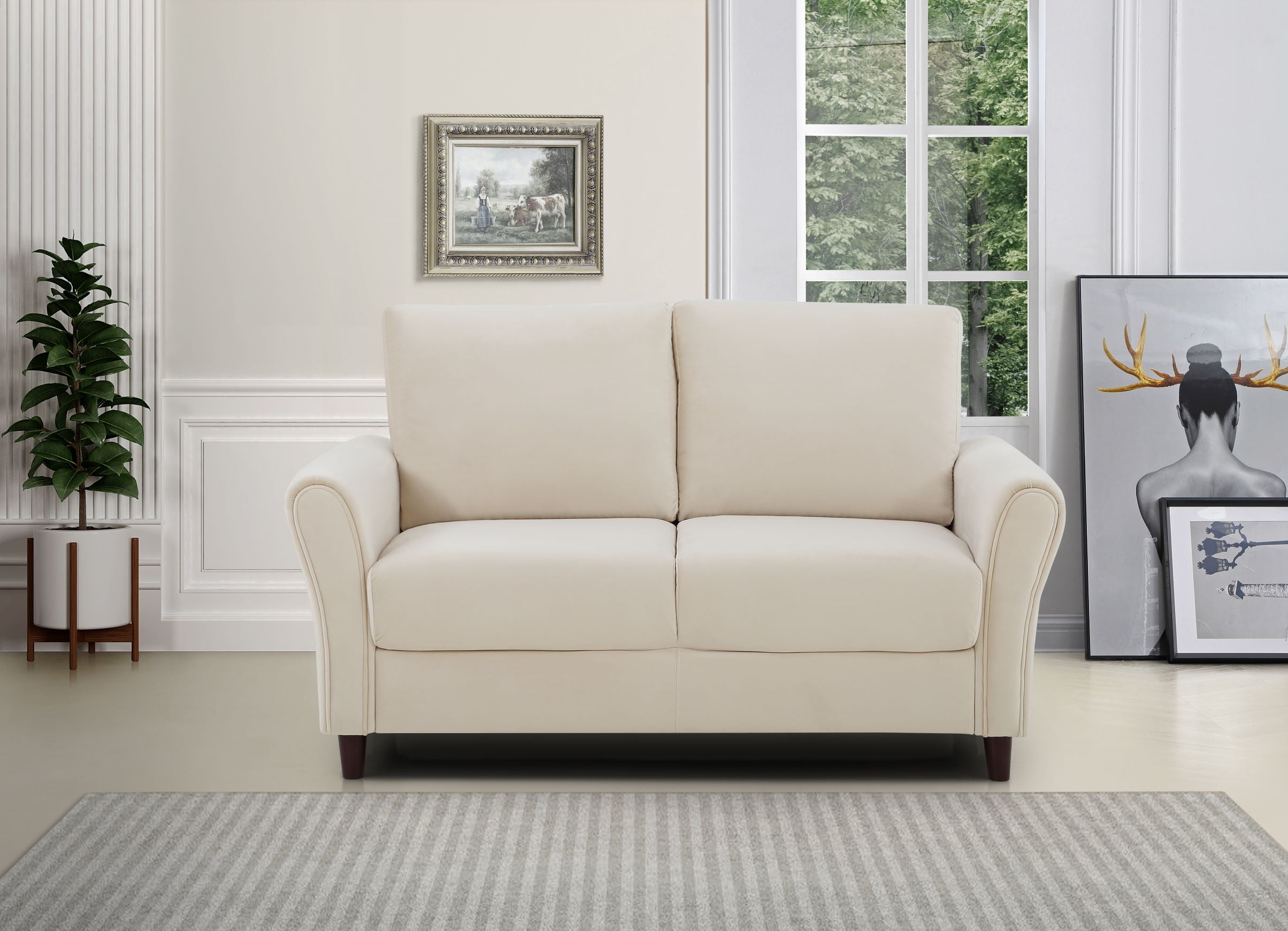 Uspridefurniture Kavalier 58.3'' Velvet Curved Arm Loveseat -Beige