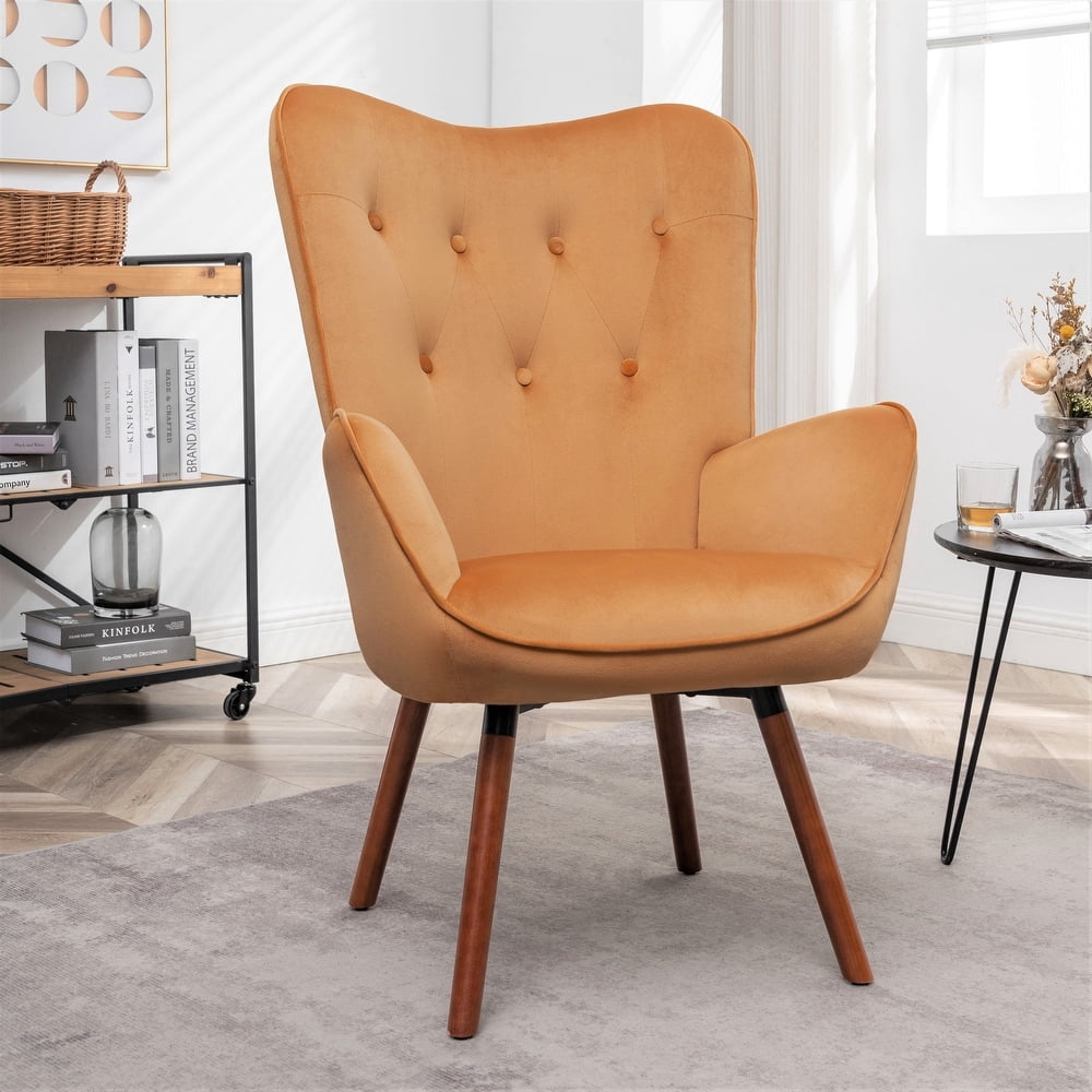 Uspridefurniture Kreedence 26.38" W Microfiber Wing Back Armchair, Muster Yellow