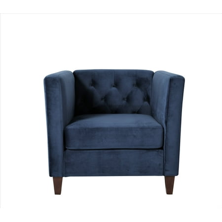 Uspridefurniture Lisette 33.07'' Velvet Square Arm Chair -Blue