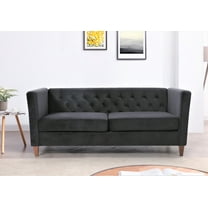 Uspridefurniture Lisette 73.3'' Velvet Square Arm Sofa,Black