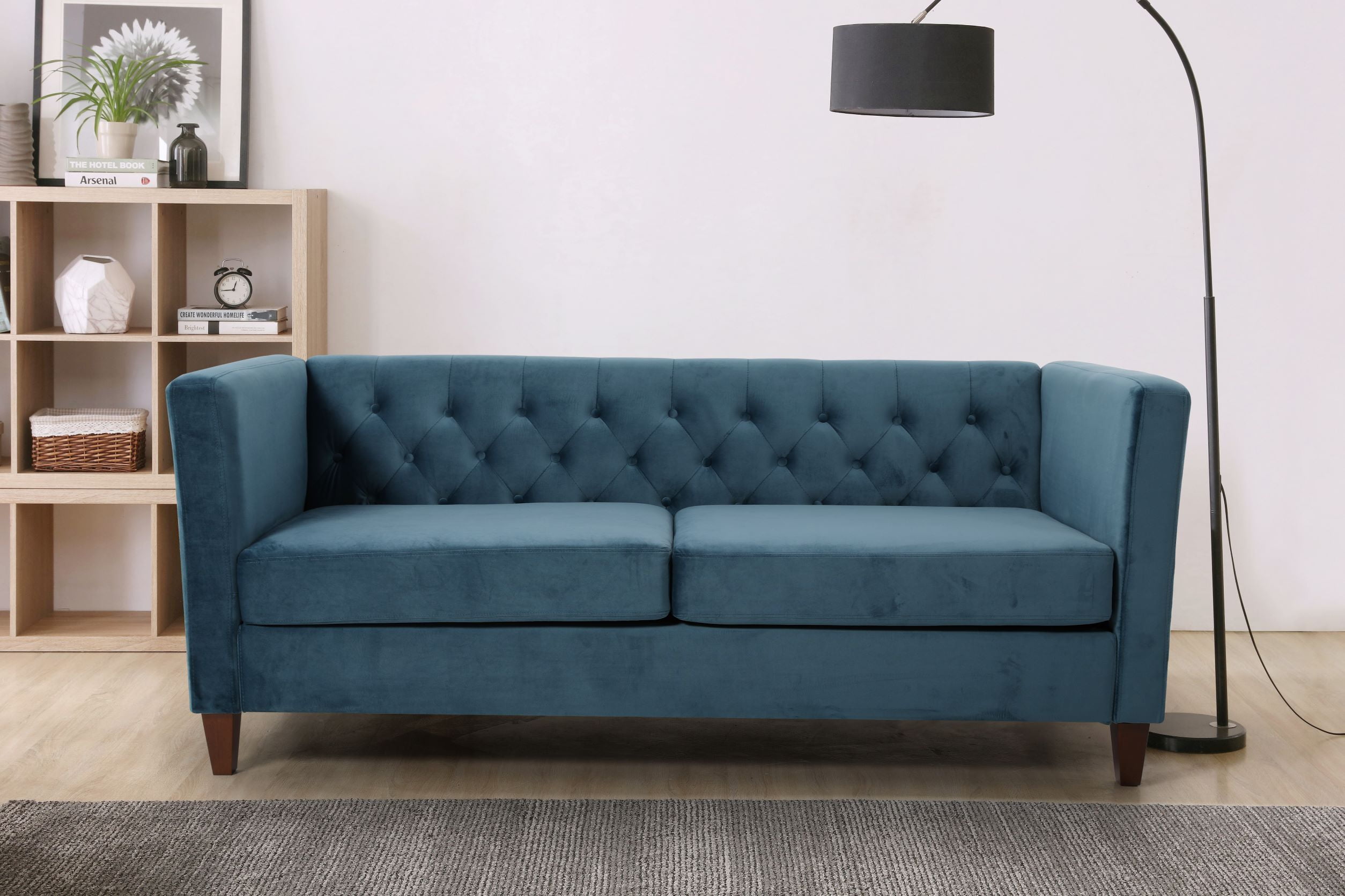 Uspridefurniture Lisette 73.3'' Velvet Square Arm Sofa,Blue