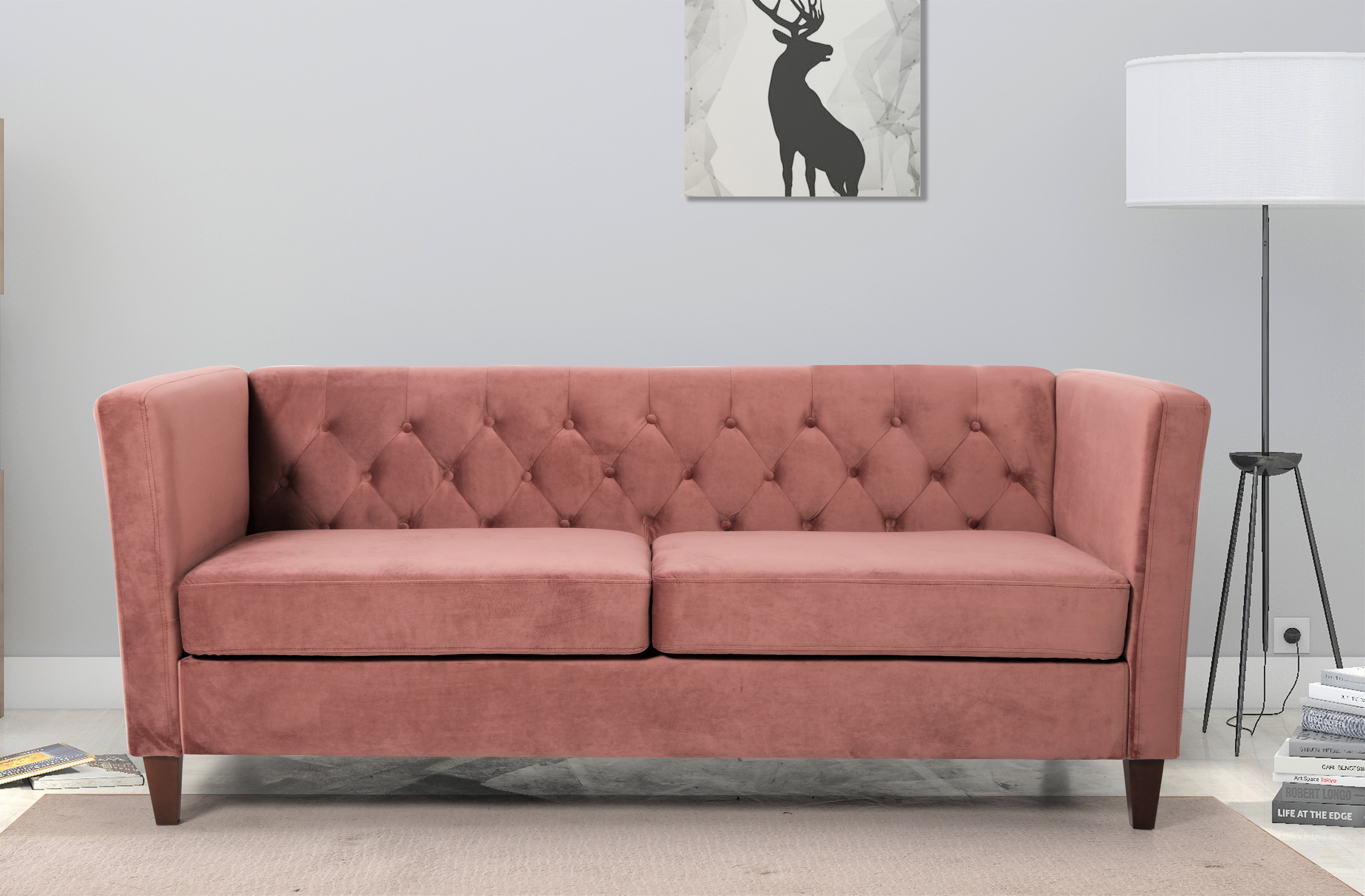 Uspridefurniture Lisette 73.3'' Velvet Square Arm Sofa,Pink