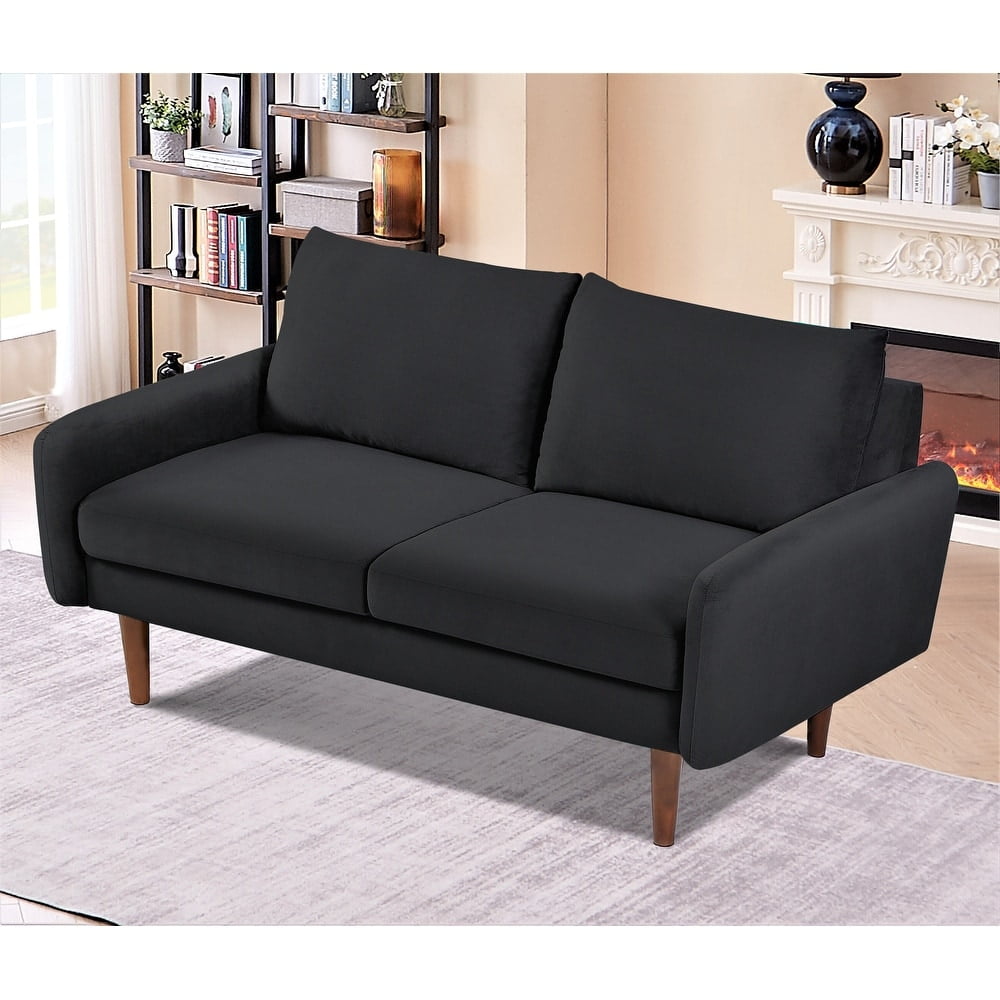 Uspridefurniture Maryellen 58''W Velvet Loveseat, Black