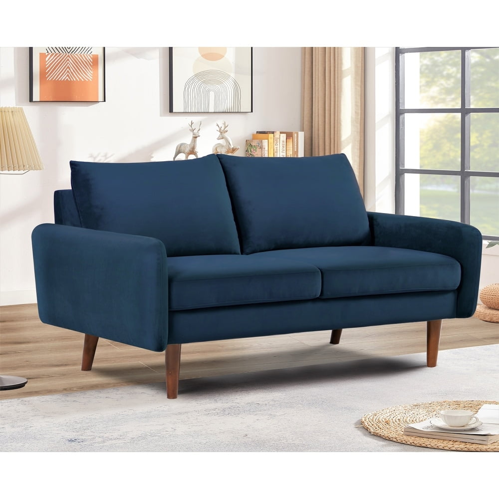 Uspridefurniture Maryellen 58''W Velvet Loveseat, Dark Blue