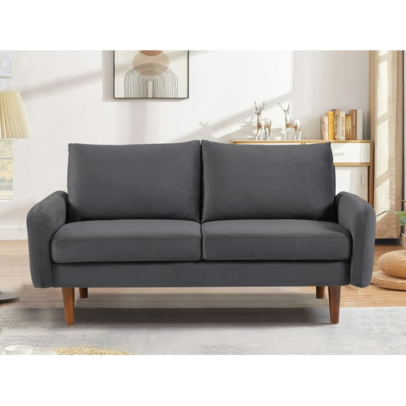 Uspridefurniture Maryellen 58''W Velvet Loveseat, Grey