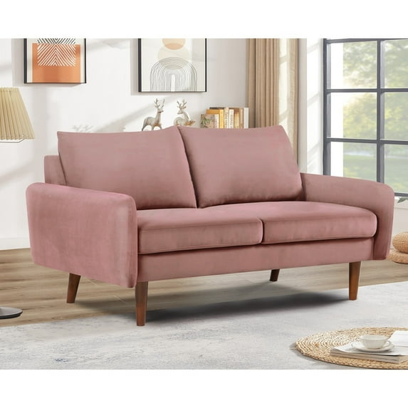 US Pride Furniture Maryellen 58''W Velvet Loveseat, Pink