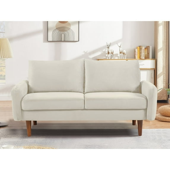 US Pride Furniture Maryellen 58''W Velvet Loveseat, White