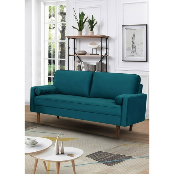 US Pride Furniture Maryellen 70''W Velvet Sofa, Blue