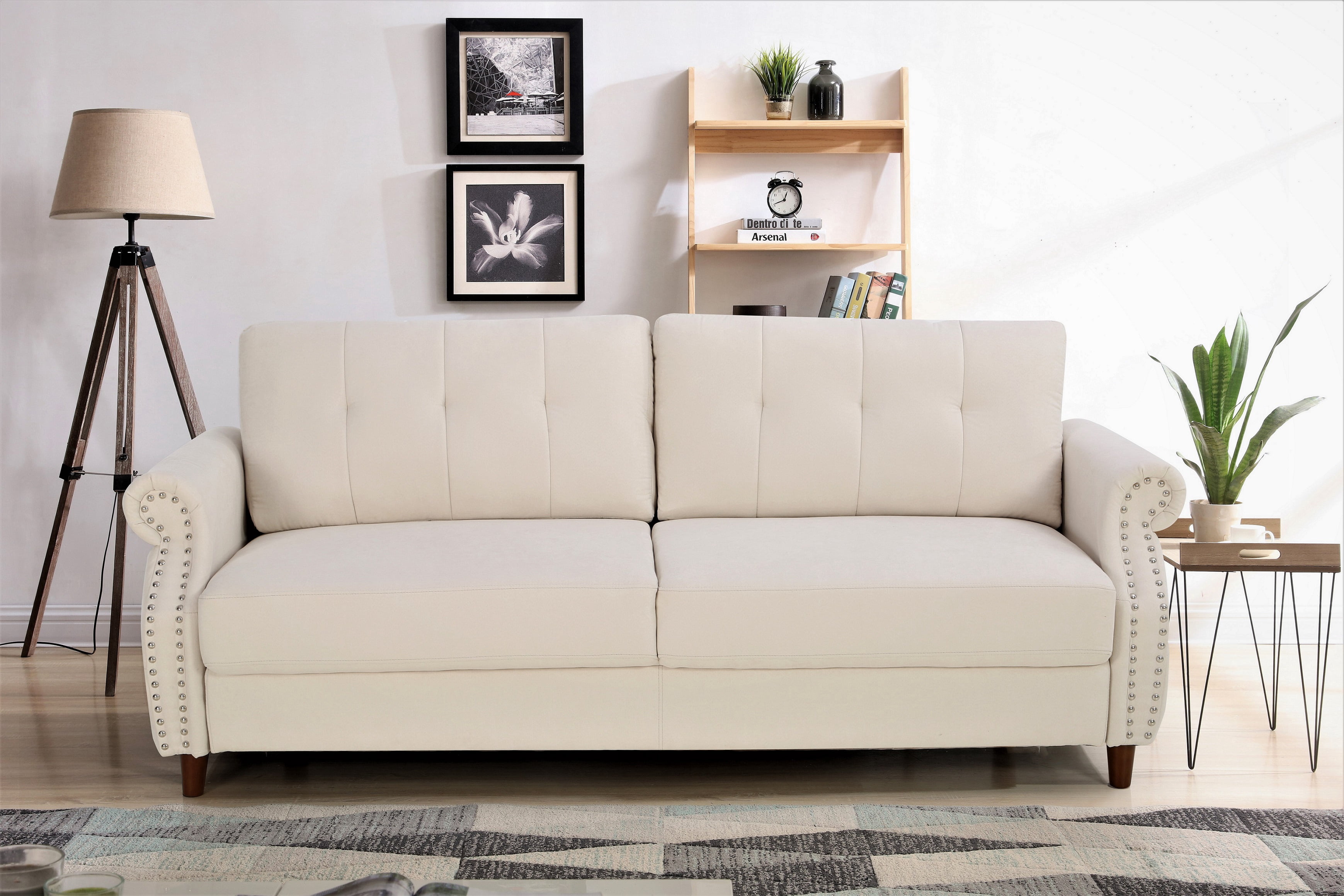 Uspridefurniture Matsuko 79.53" Rolled Arm Polyester Sofa , Beige