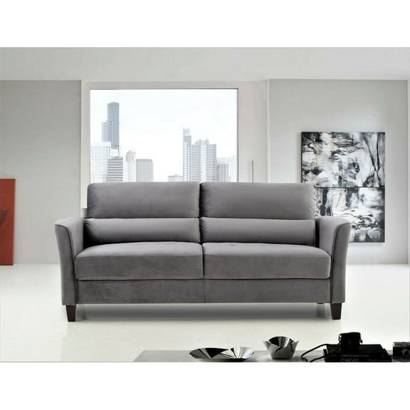 US Pride Furniture Mchale Sofa, Gray Velvet