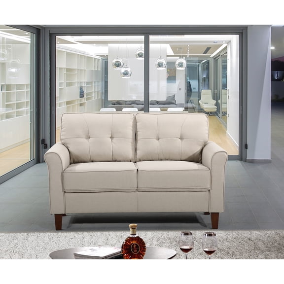 US Pride Furniture Mcnaboe 54.53'' Linen Flared Arm Loveseat, Beige