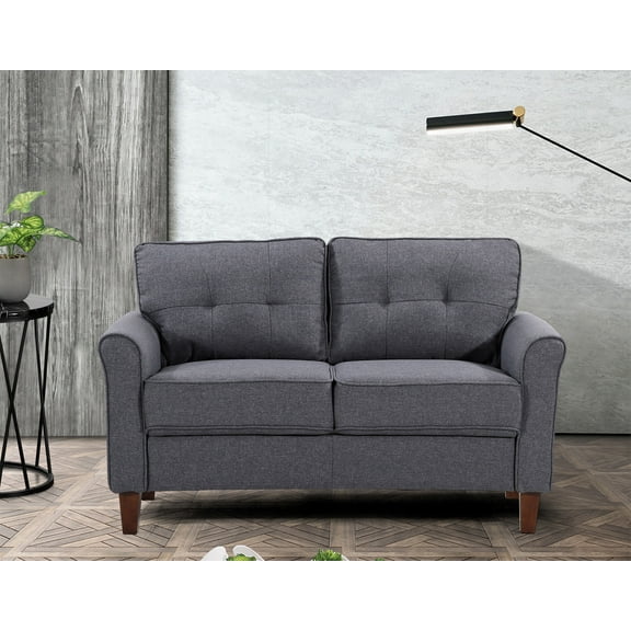 Uspridefurniture Mcnaboe 54.53'' Linen Flared Arm Loveseat, Gray