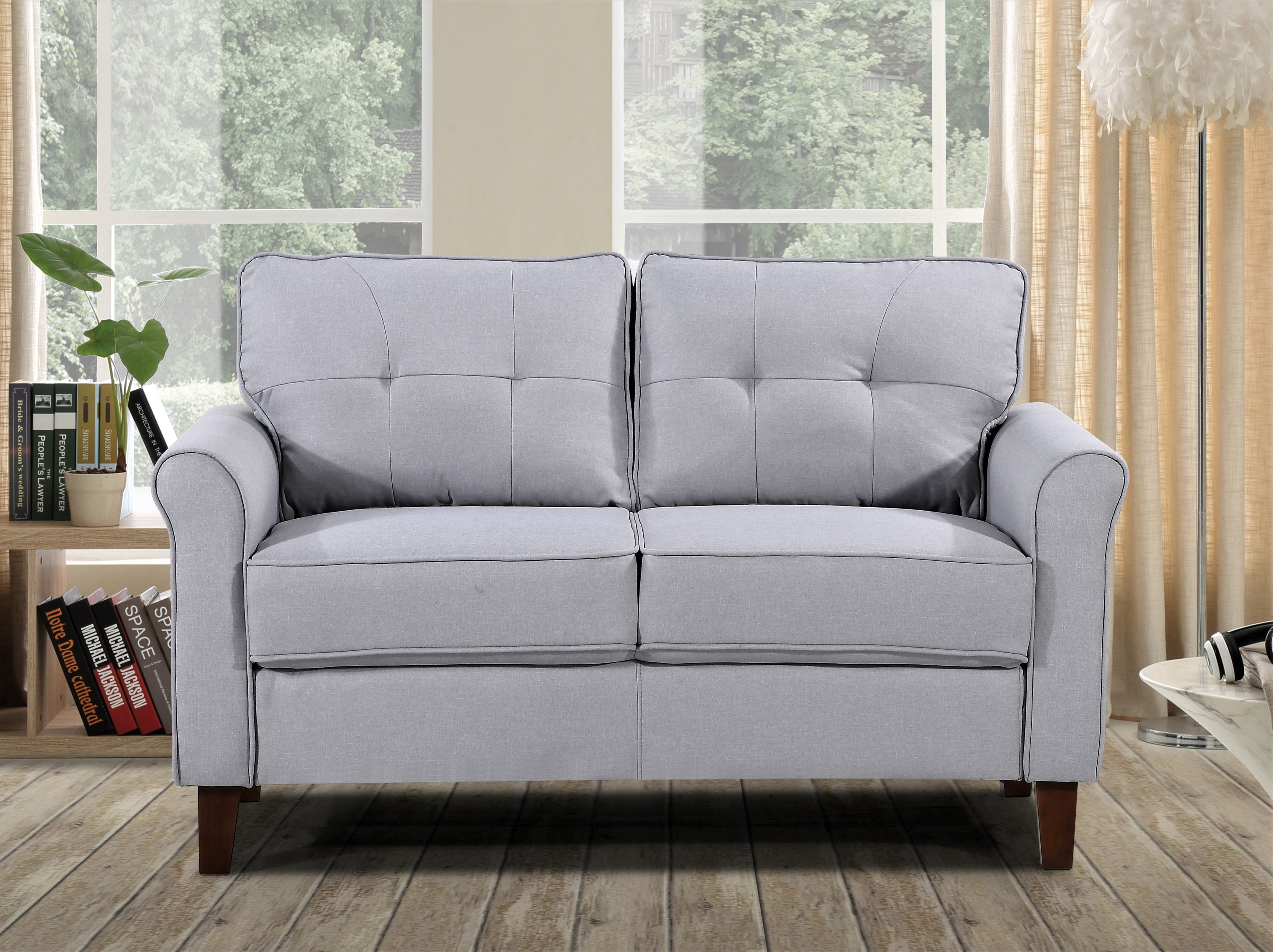 Uspridefurniture Mcnaboe 54.53'' Linen Flared Arm Loveseat, Light Gray