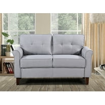 Uspridefurniture Mcnaboe 54.53'' Linen Flared Arm Loveseat, Light Gray