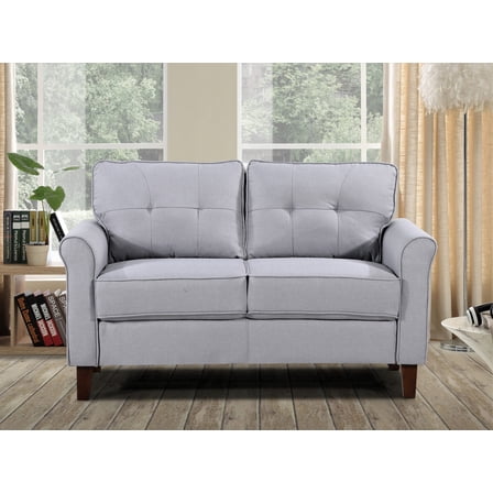 Uspridefurniture Mcnaboe 54.53'' Linen Flared Arm Loveseat, Light Gray