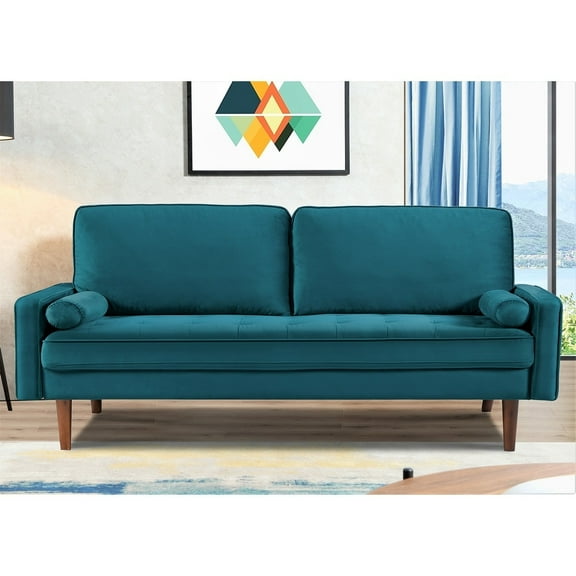 Uspridefurniture Monahan 70''W Velvet Tufted Sofa, Greenish Blue