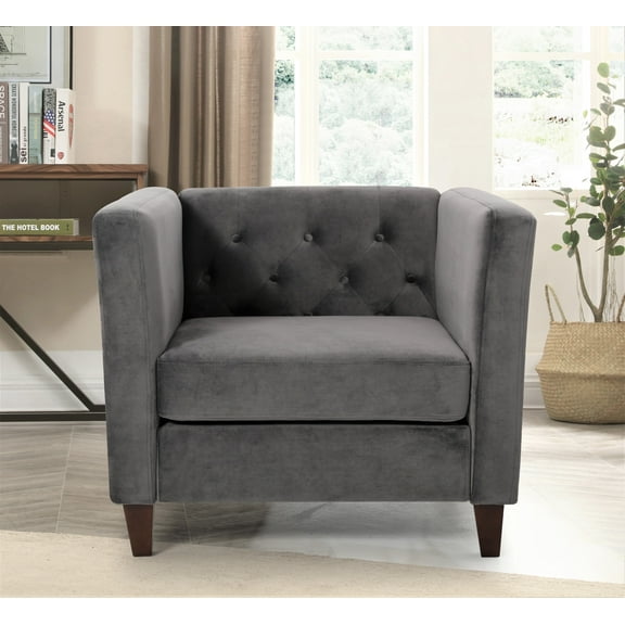 Uspridefurniture Omnisphere 33.07'' Velvet Square Armchair -Gray