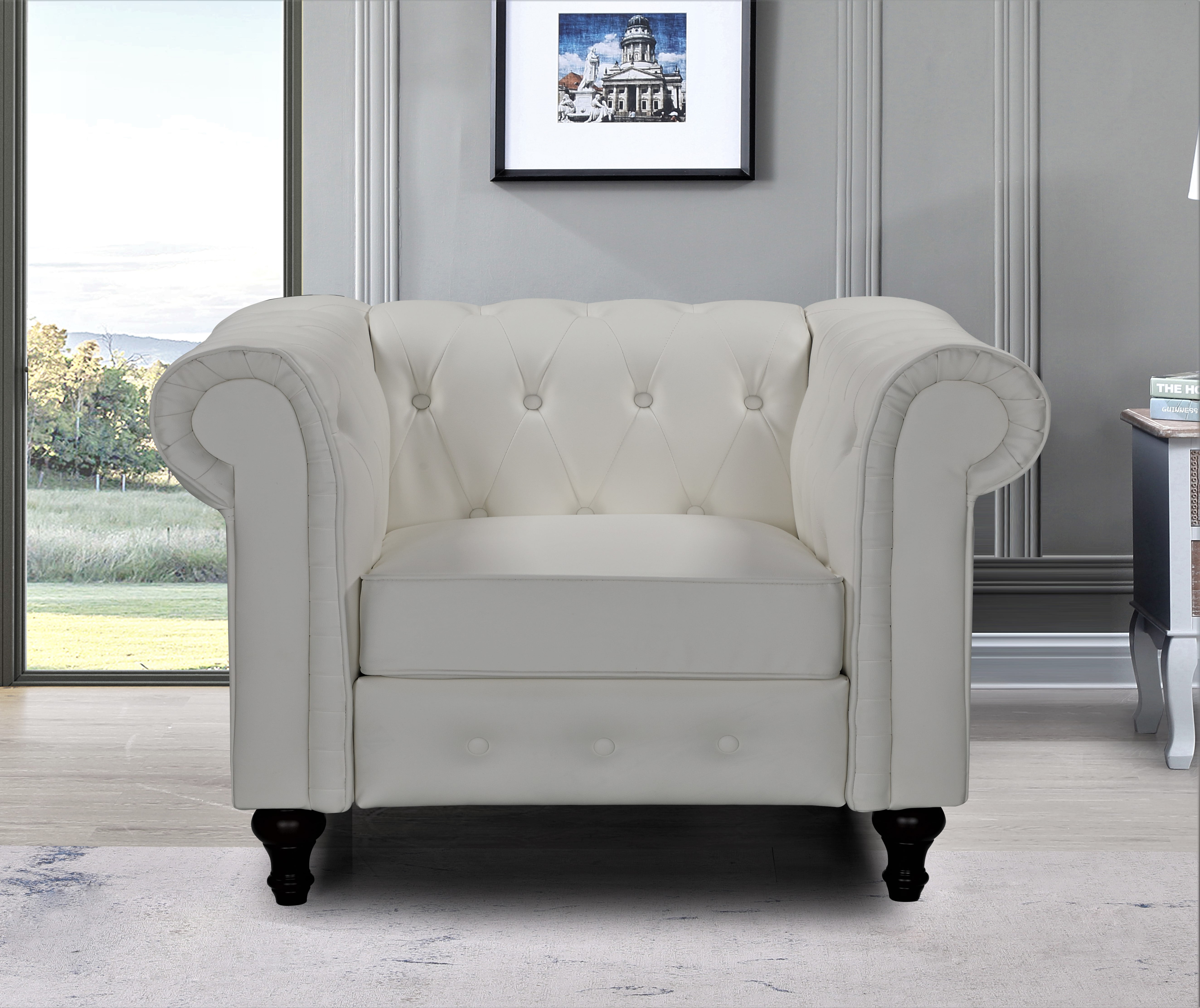 Oriskany Chesterfield Faux Leather Chair