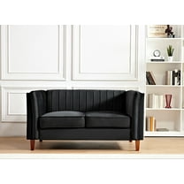 Uspridefurniture Plainfield Line Tufted Square Velvet Loveseat,Black