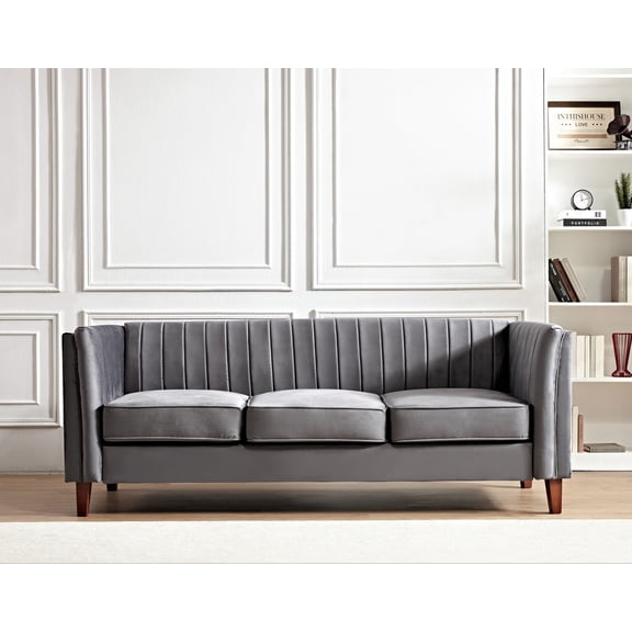 Uspridefurniture Plainfield Line Tufted Square Velvet Sofa,Gary