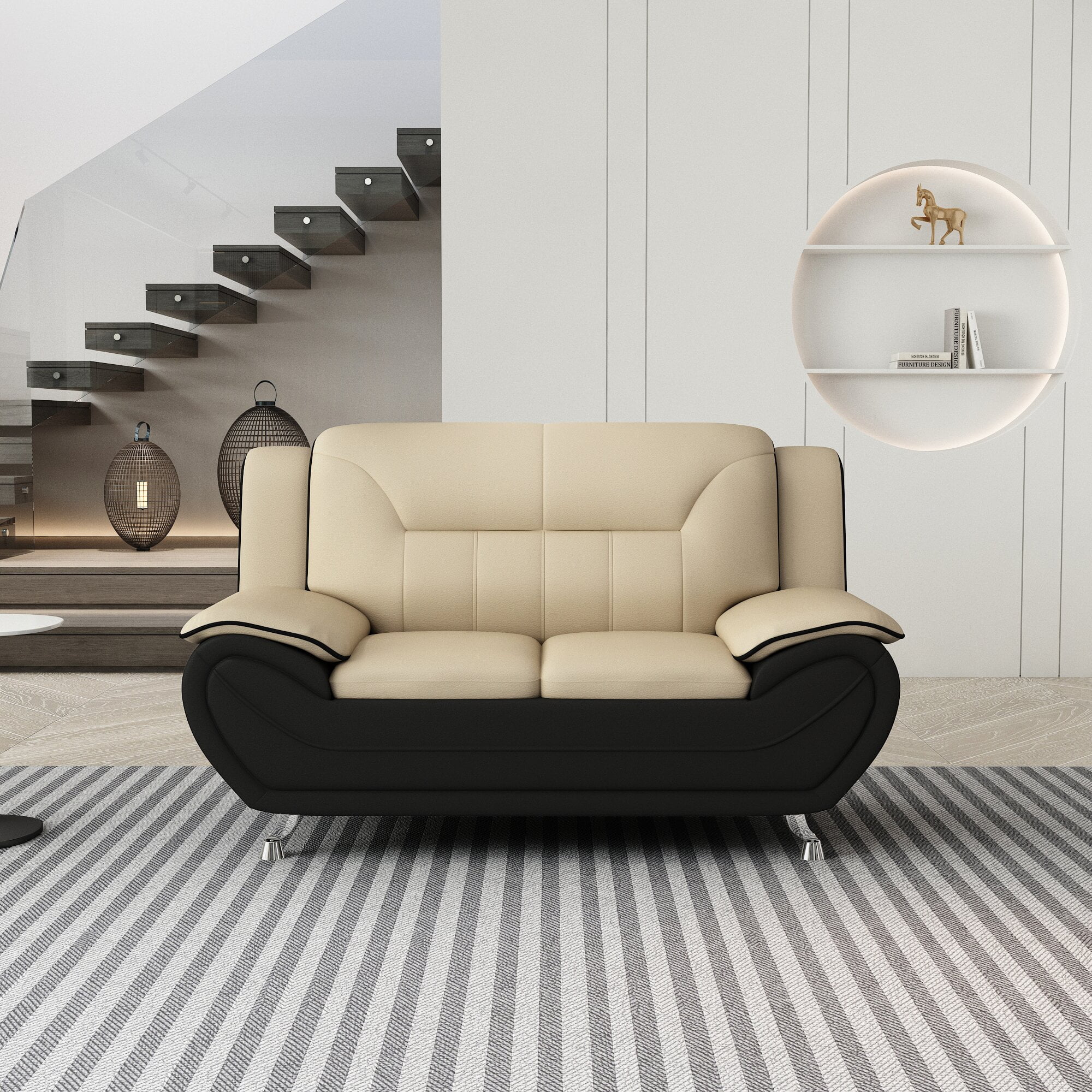 Uspridefurniture Sanuel 61.3" Faux Leather Pillow Top Arm Loveseat