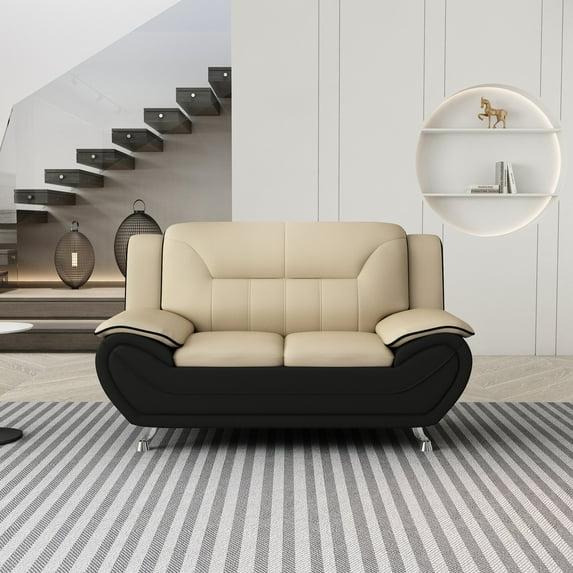 Uspridefurniture Sanuel 61.3" Faux Leather Pillow Top Arm Loveseat