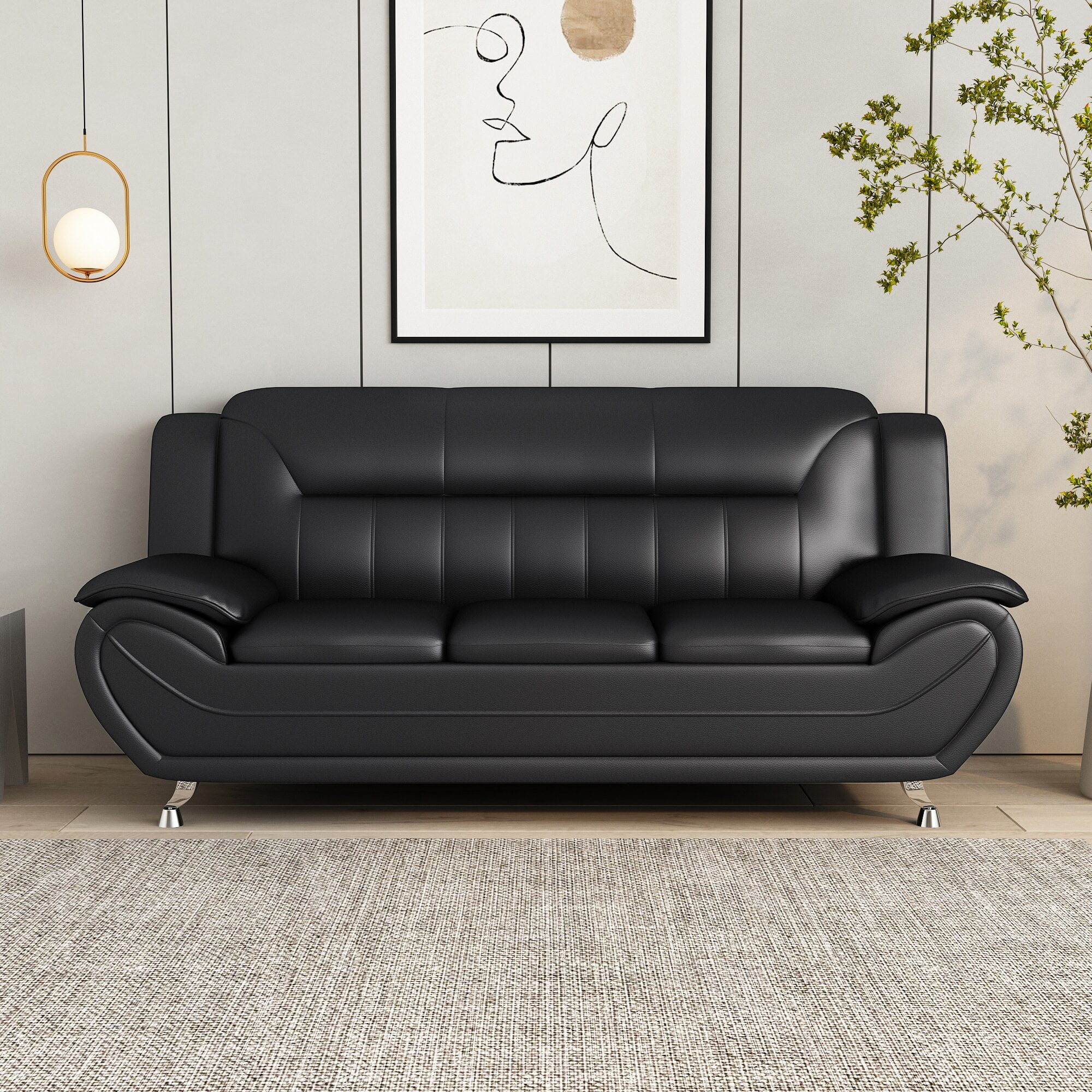 Leather Sofa,White Faux Top 79.2\