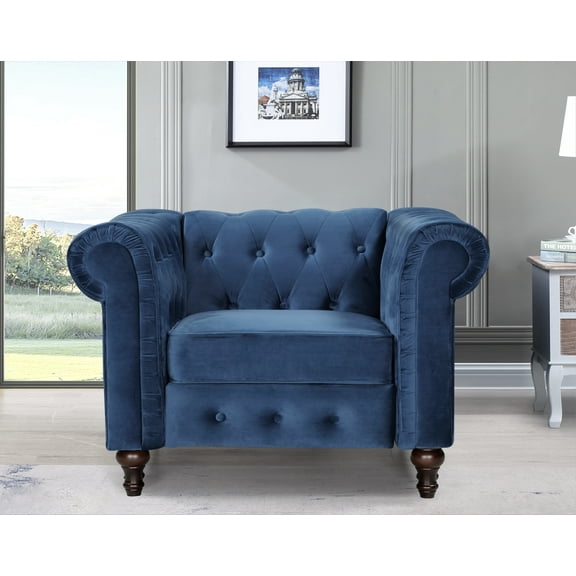 Uspridefurniture Shamblin Rolled Arm Wide Tufted Chesterfield Chair