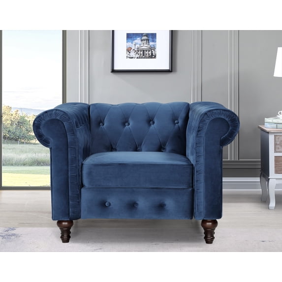 Uspridefurniture Shamblin Rolled Arm Wide Tufted Chesterfield Chair