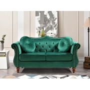 Uspridefurniture Tommy Chesterfield Velvet Loveseat,Green