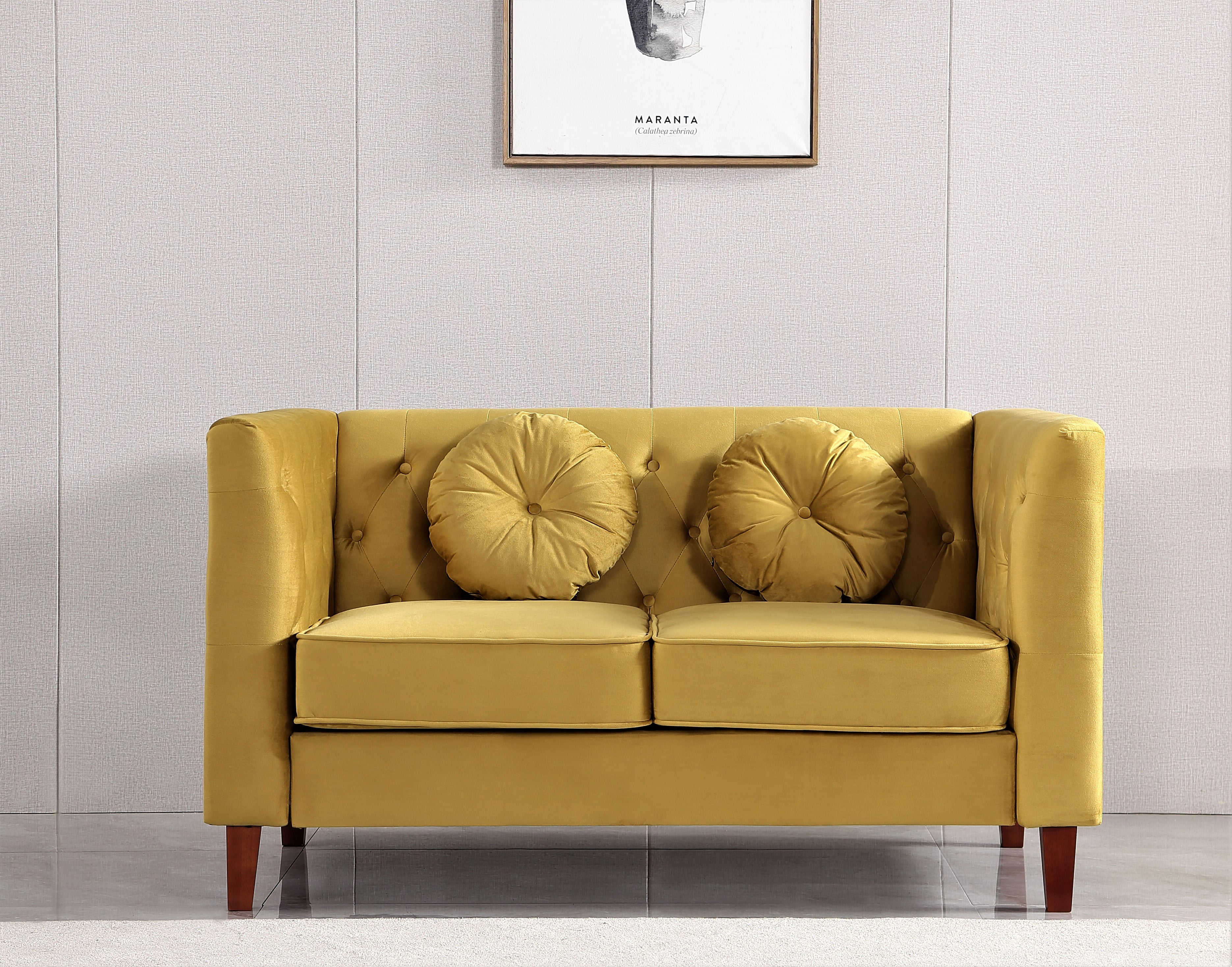 Yellow velvet loveseat discount