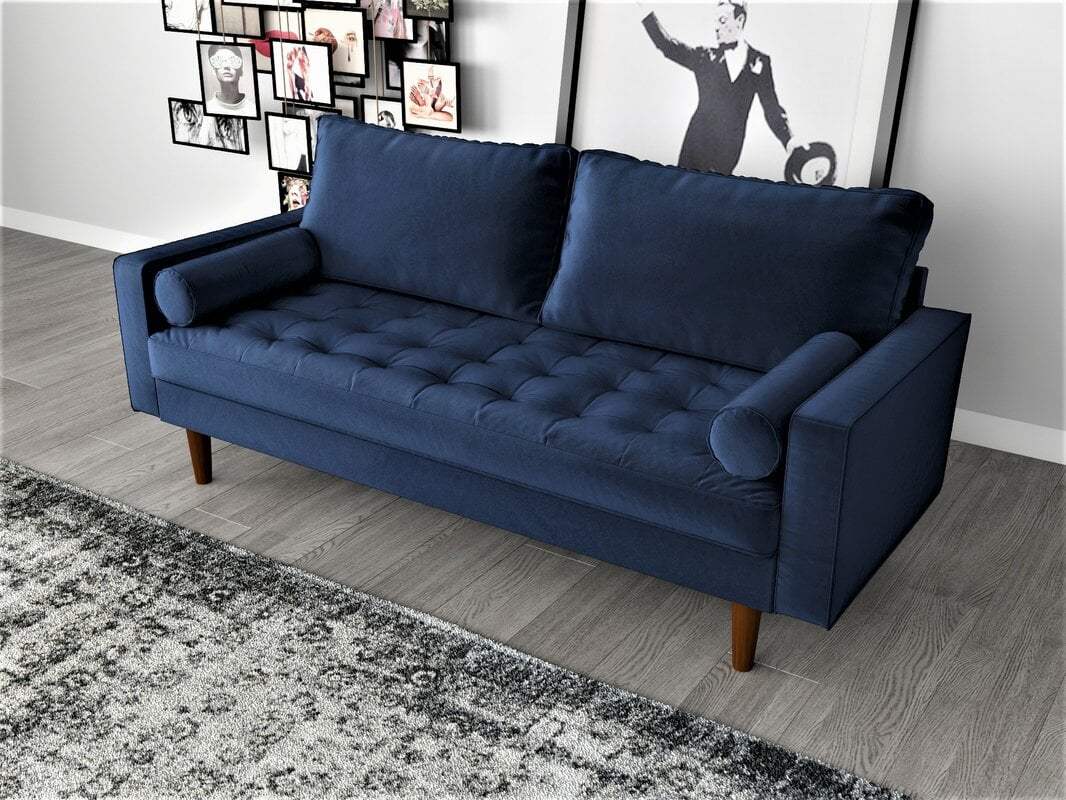 Uspridefurniture Velvet Back Support Mac Sofa, Space Blue