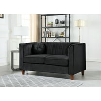 Uspridefurniture Velvet Loveseat -Black, Removable Seat Cushions
