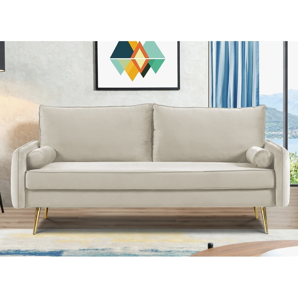 Uspridefurniture Villeda 58''W Polyester Square Arms Loveseat, Ivory