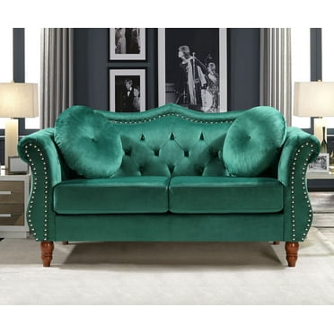 Uspridefurniture Wymore 65.5'' Velvet Rolled Arm Loveseat, Green