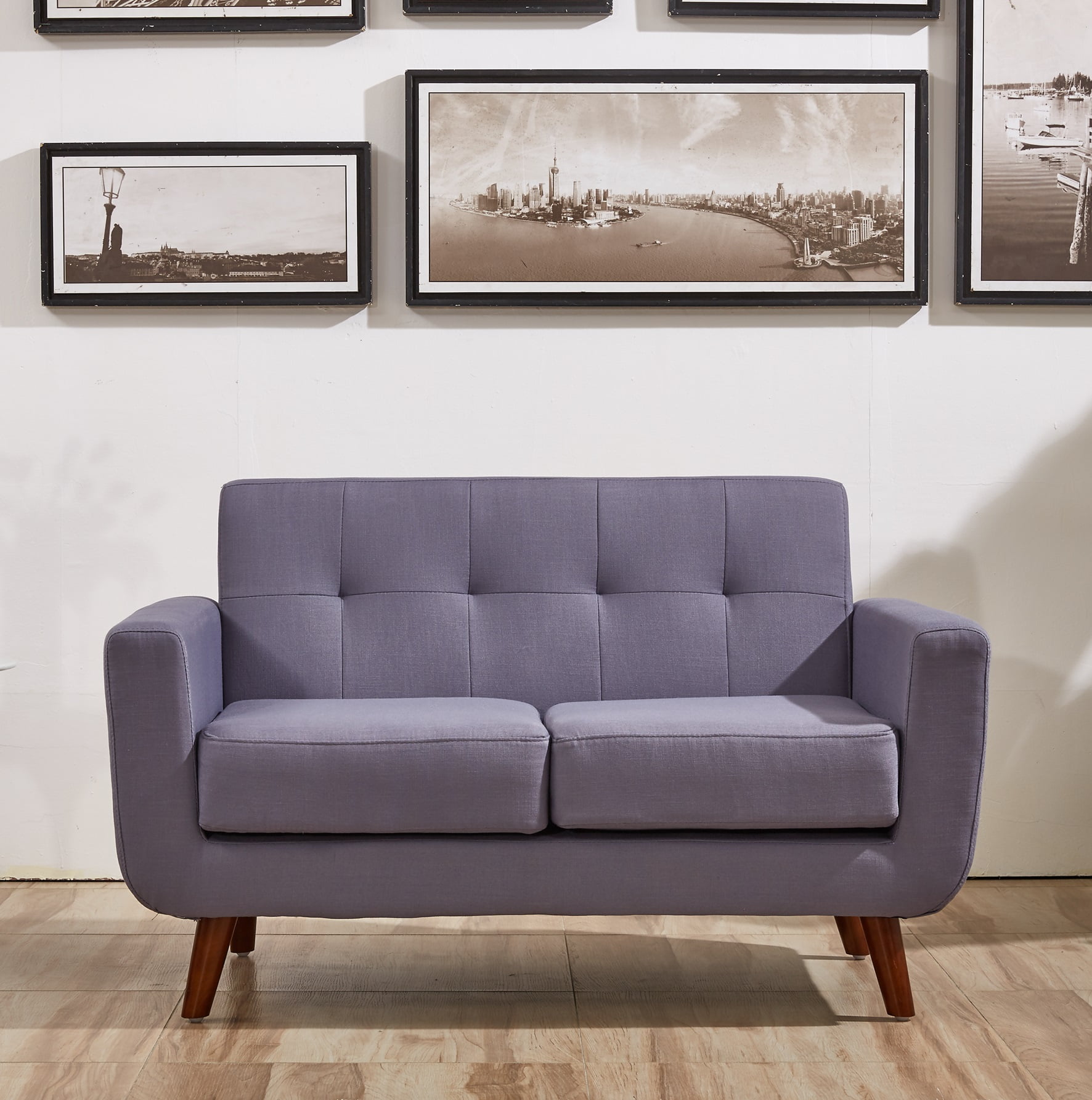Uspridefurniture Zohaib 51'' Linen Square Arm Loveseat-Gray
