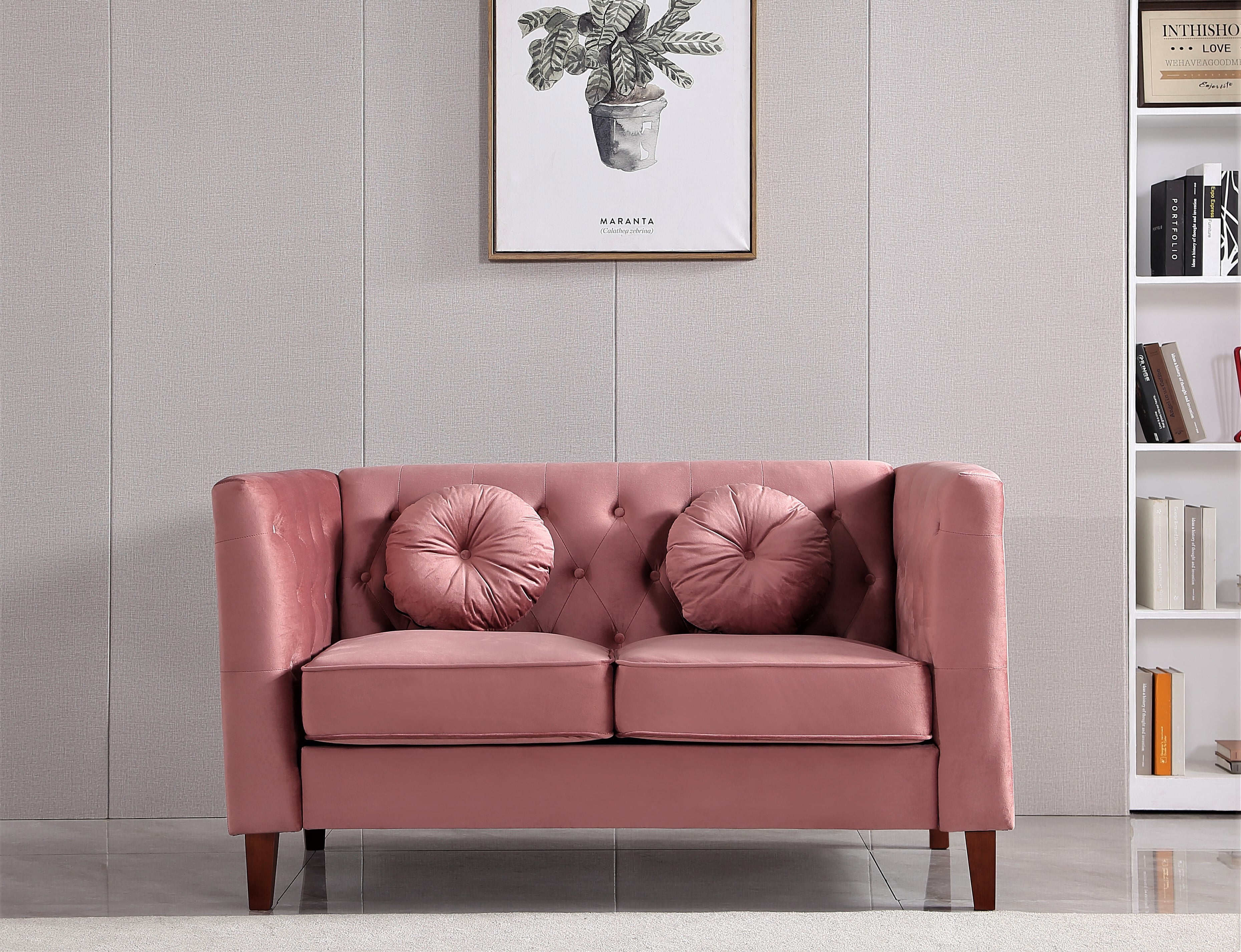 Uspridefurniture velvet Loveseat -Rose, Removable Seat Cushions