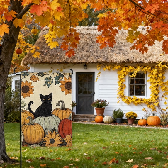 Ussitnio Fall Garden Flag Double Sided Thanksgiving Outdoor Yard Festive Flag Decor