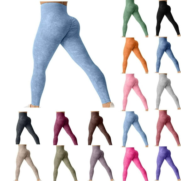 Ussuma 50% Off Clear Gym Leggings for Women Solid Color Taper High Waist Seamless Moisture Wicking Stretchable Yoga Pants Peach Fitness Yoga Butt Lifting Soft Women'S Clothing Army Green L