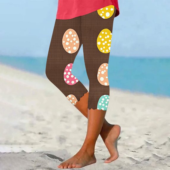 Ussuma Clearance Sales Summer Pants for Women 2024 Lounge Slim-Leg Mid Waist Easter Egg Prints Quick Dry Breathable Pants Yoga Elastic Active Pants Loose Fit Hiking Pants Multicolor L