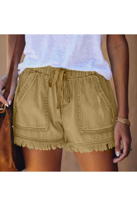 Drawstring Shorts for Women Jeans for Women with Pockets with Button Tassels Stylish Jeans for Women Dressy Casual Casual Loose Comfortable Picnic Camp Date Outdoor Family Dinner Party XL