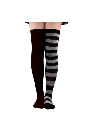 Striped Socks for Women Long Socks for Women Masquerade All Saints'Day (Nov 1st) Knee High Socks for Women Fashion Gifts Gift for WomenGray