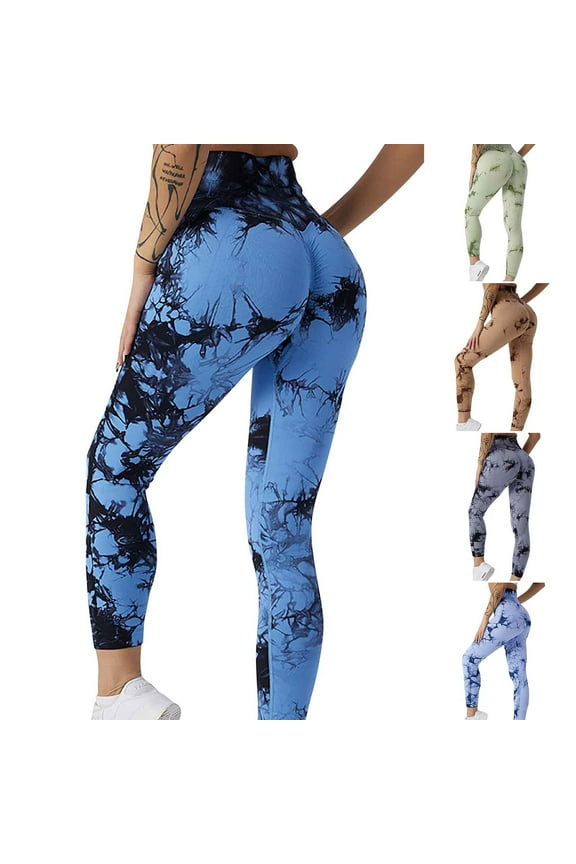 Tax Free Weekend Workout Clothes for Women Taper High Waist Tie Dye Seamless Stretchable Butt Lifting Quick Dry Pants Yoga Simple Pants Relaxed Fit Womens Joggers Blue L