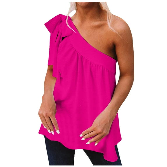 Ussuma off The Shoulder Tops for Women Womens Summer Tops Summer New Shoulder Lace Up off Shoulder Tops for Women Up to 45% off Solidcolor