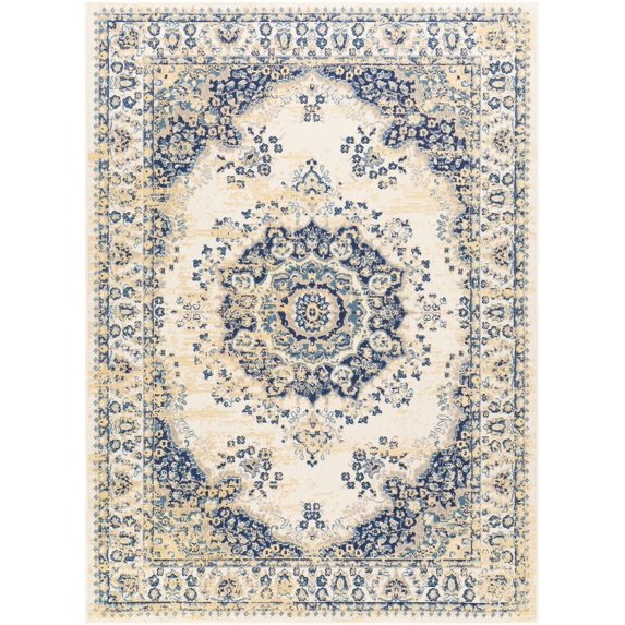 Ustad UST-2304 5'3" x 7'3" Rug in Navy/Denim/Wheat/Medium Gray/Cream
