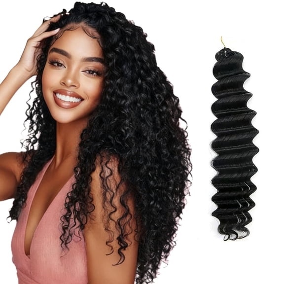 Ustar 100% Human Hair Crochet Extensions - Deep Wave Boho Braiding Boho Braiding Hair (50g/Pack)